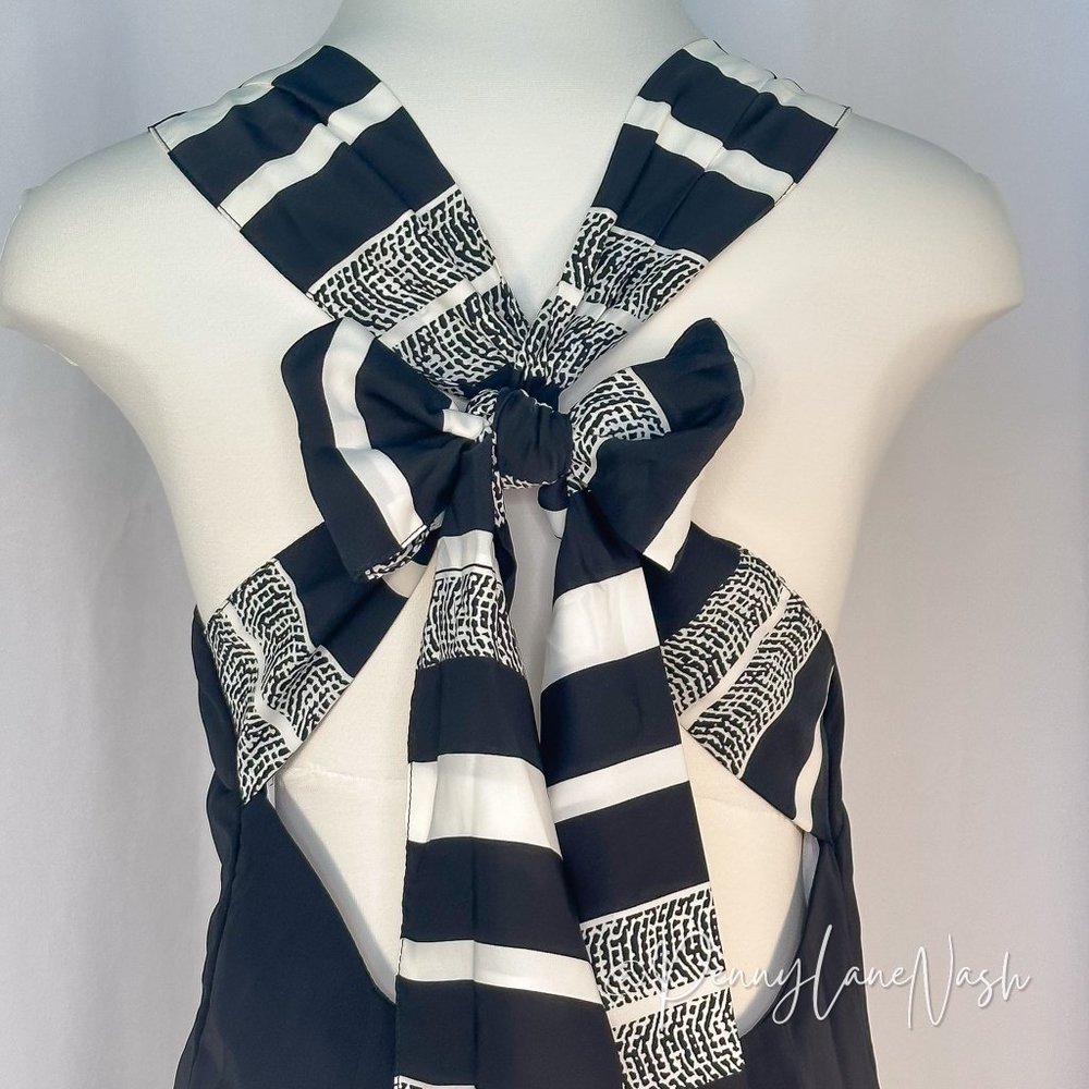 NWT Lulu's Joyful Black Multi Stripe Tie-Back Mini Dress - Picture 10 of 11